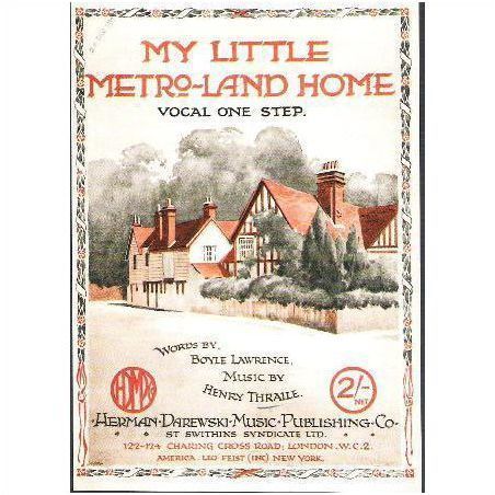 Sheet music cover - My Little Metro-Land Home 1920 - postcard