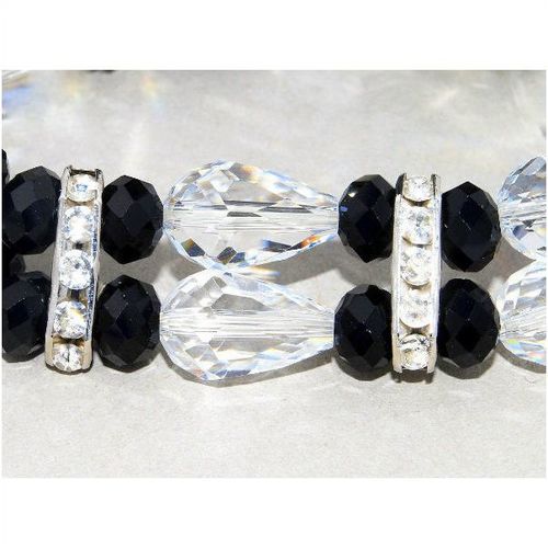 Outstanding White Pear Black Swarovski Crystals Bracelets Bangles Jewellery 684