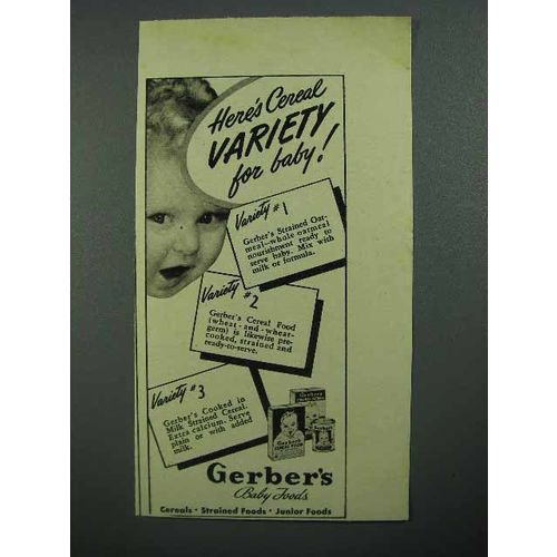 1942 Gerber's Baby Food Ad - Cereal Variety