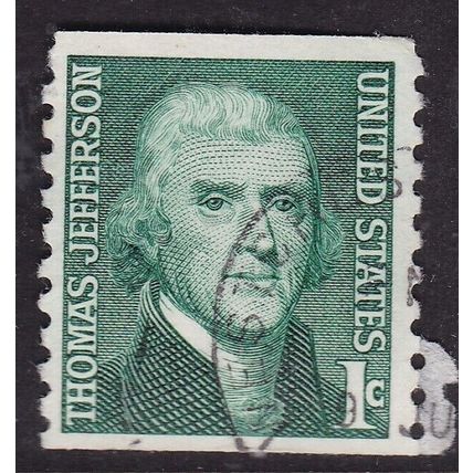 United States 1968 Thomas Jefferson 1c Coil Stamp Fine Used SG 1279 VGC