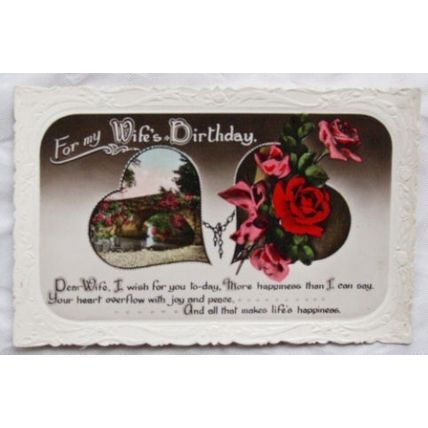 1927 Greetings postcard - Wife's Birthday