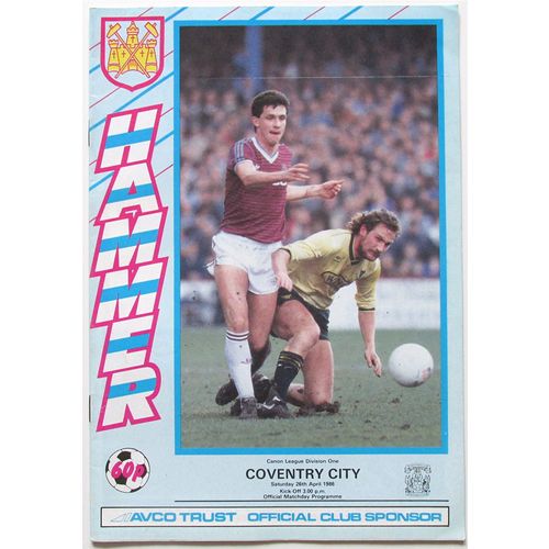 1985-86 WEST HAM UNITED v COVENTRY CITY (Very Good Condition - No Writing)