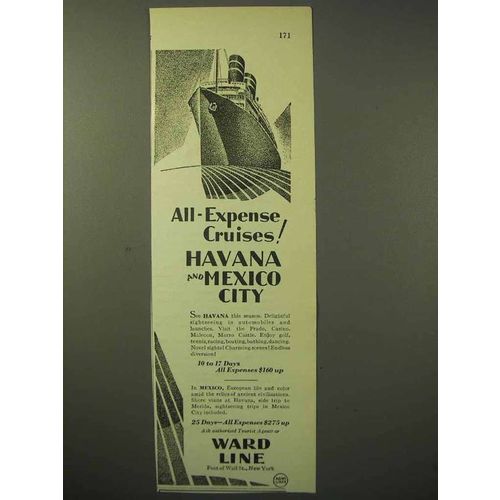1929 Ward Line Cruise Ad - Havana, Mexico City