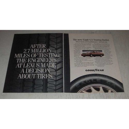 1989 Goodyear Eagle GA Touring Raial Tire Ad - After 2.7 million miles
