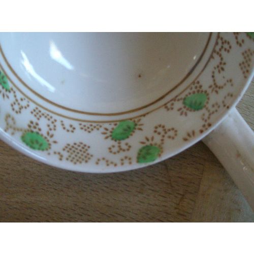 Victorian Ceramic Sauce Ladle - Brown & Green Design