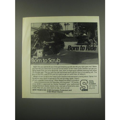 1991 S100 Total Cycle Cleaner Ad - Born to Scrub Born to Ride