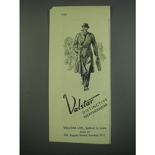 1949 Valstar Weatherwear Ad - Valstar distinctive weatherwear