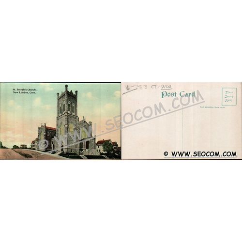 CT New London Postcard St Joseph's Church Street Scene ct_box4~2100