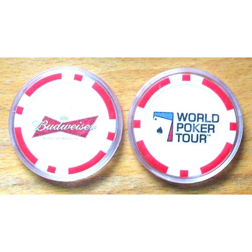 Budweiser Beer World Poker Tour POKER CHIP Golf Ball Marker - Red