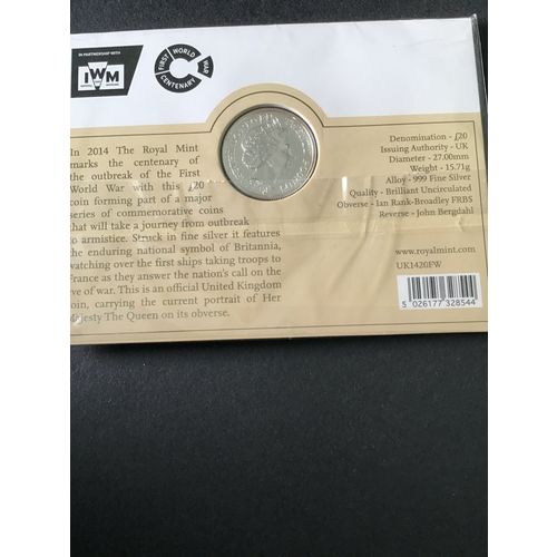 ELIZABETH II ROYAL MINT THREE TWENTY POUNDS FINE SILVER COINS 2013/2014/2015.