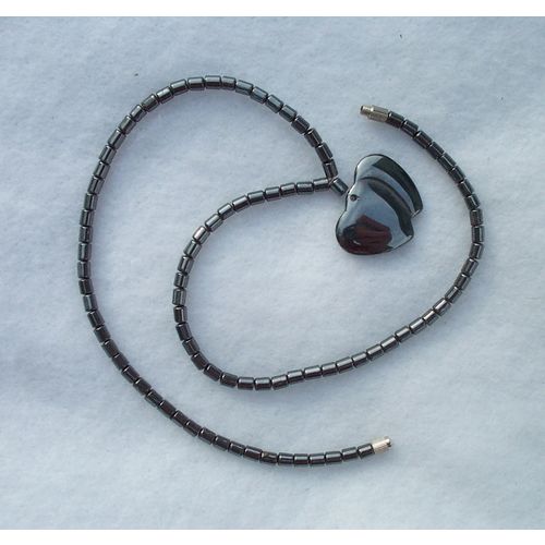 Hematite Double Heart Choker Necklace Jewelry 16.5 Inches