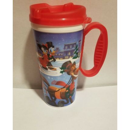 DISNEYLAND'S HAPPY HOLIDAY CHRISTMAS THEMED TRAVEL MUG CUP W/ LID~NEW~2017