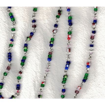 Multi color seed bead rosary chain 1 Yard Jewelry Making Crafting bdc03