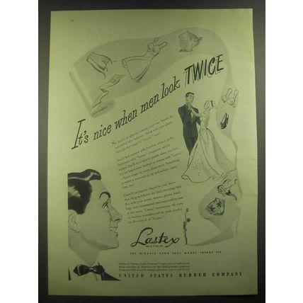 1946 United States Rubber Company Lastex Yarn Ad - It's nice when men look twice