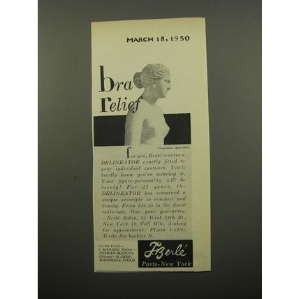1950 F. Berle Delineator Bra Advertisement - Bra Relief
