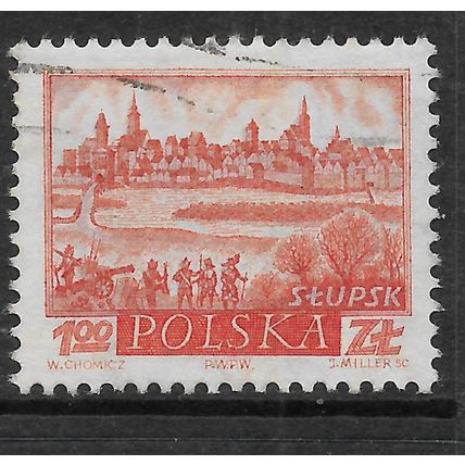 POLAND 1960 OLD POLISH TOWNS 1z RED & LILAC SLU PSK SG 1191 FINE USED