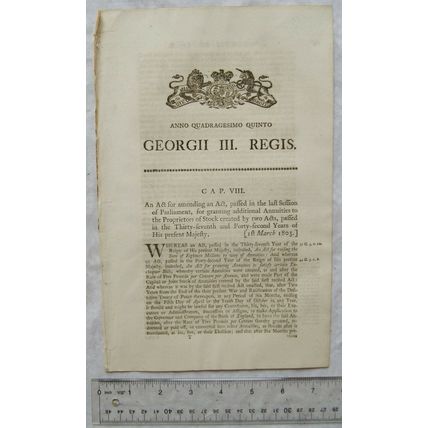 1805 Act of Parliament: annuities to Proprietors of Stock