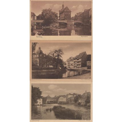 Bamberg Canal Boats Kanal 3x German Old River Postcard s