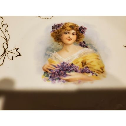 3 - Vintage Plates Woman With Flowers, Last Supper, Flower Design