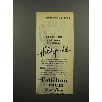 1953 Hotel Pierre Ad - The Hotel Pierre proudly presents Hildegarde