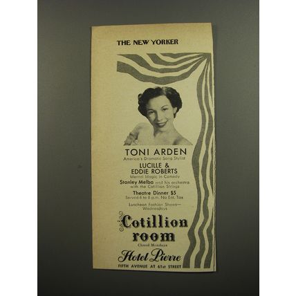 1953 Hotel Pierre Ad - Toni Arden America's Dramatic Song Stylist