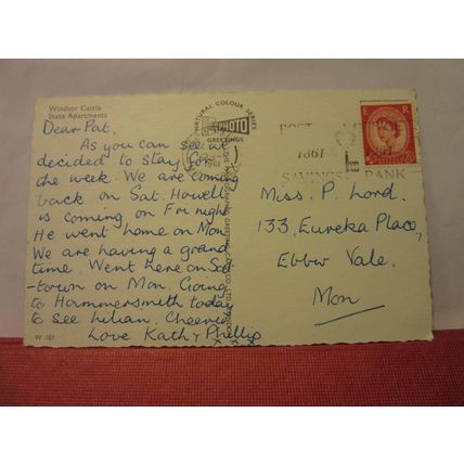 STATE APARTMENTS, WINDSOR CASTLE, BERKSHIRE used postcard 1961 pm #