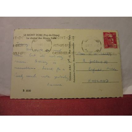 MONT-DORE, PUY-DE-DOME, FRANCE used vintage postcard 1951 pm /