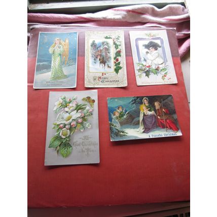 10 x CHRISTMAS GREETINGS CARDS used/unused antique postcards SALE PRICE /