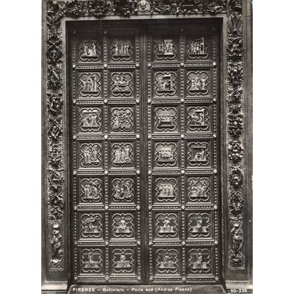 Postcard South side Bronze door, Baptistry, Florence, Italy. Real photo