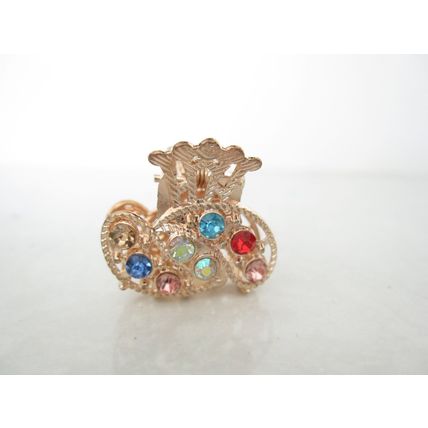 small mini gold metal crystal hair claw clip