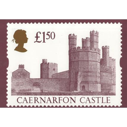 Caernarfon Welsh Castle RMPQ Royal Mail Duke Of York Stamp Postcard