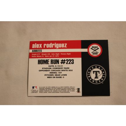 Alex Rodriguez 2007 Topps ROAD TO 500 ARHR223 Home Run #223