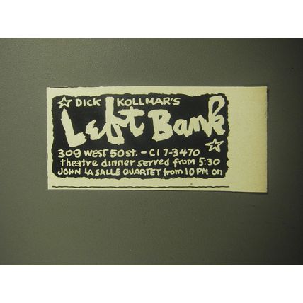 1958 Dick Kollmar's Left Bank Advertisement