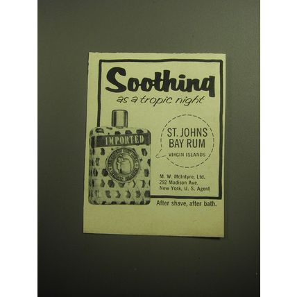 1958 St. Johns Bay Rum Ad - Soothing as a tropic night
