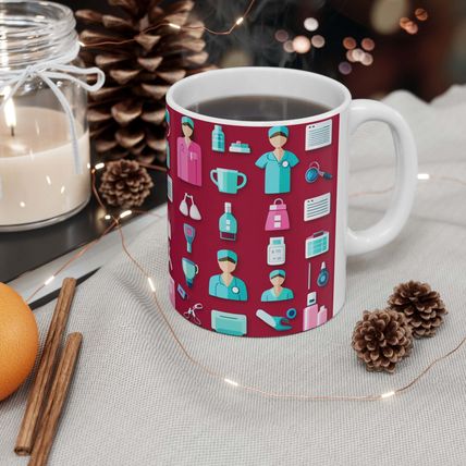Professional Worker Pink Doctor and Nurse #7 Ceramic Coffee Mug 11oz