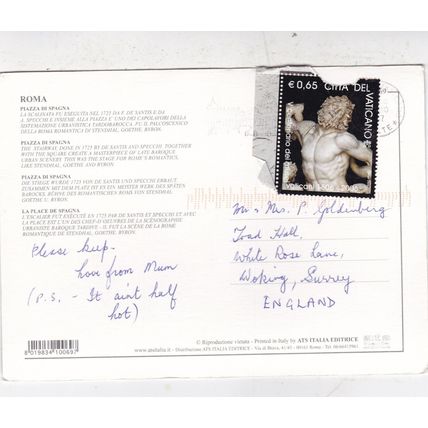 Roma Piazza di Spagna Italy Postcard posted 2007 creased