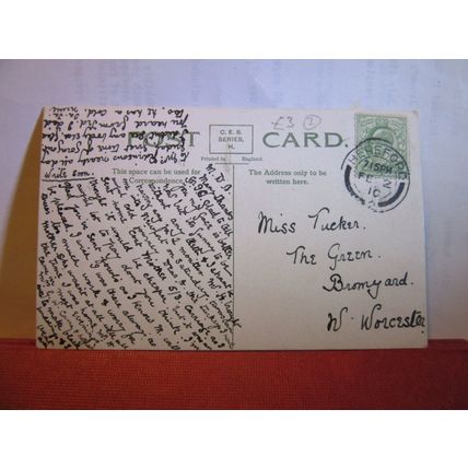 GREEN GARDENS, HEREFORD CASTLE, used antique postcard 1910 pm #