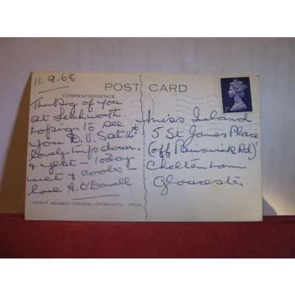 JOHN F. KENNEDY GARDENS, LETCHWORTH, HERTFORDSHIRE used postcard 1968 pm =