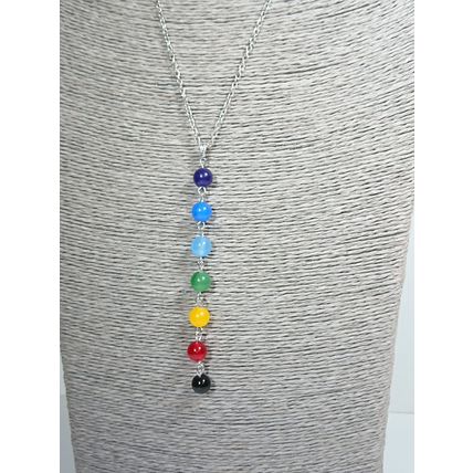 Brown Owl Chakra Beads Antique Silver Heart Silver Heart Pendant Necklace