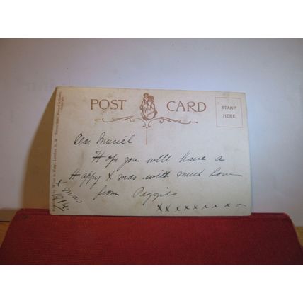 CHRISTMAS GREETINGS, used antique postcard by Wildt & Kray dated 1914 plum pud =