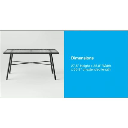 Glass Rectangle 6 Person Outdoor Patio Dining Table Black - Room Essentials