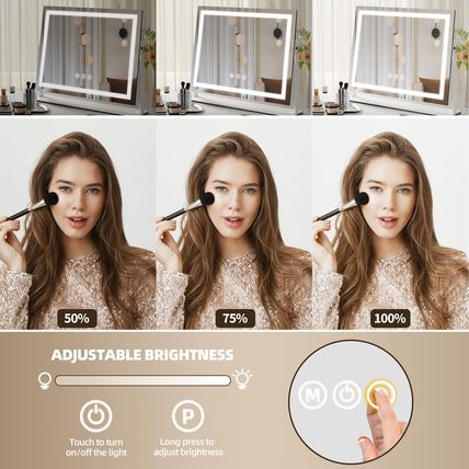 Tabletop Mount Vanity Mirror with Lights Makeup Mirror Touchscreen Control USB