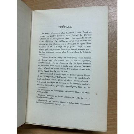 RARE* 1908 H DE BALZAC "LES CHOUANS" FRENCH FICTION ANTIQUE BOOK (P4)