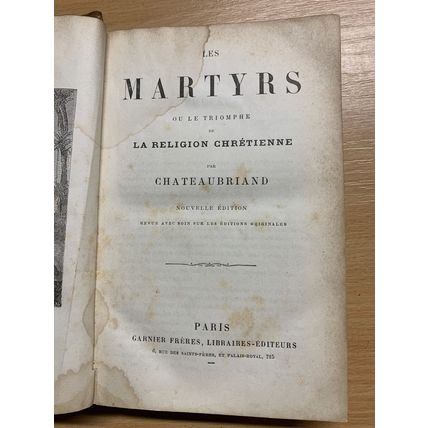 RARE* ANTIQUE CHATEAUBRIAND "LES MARTYRS" RELIGIOUS FRENCH BOOK (P4)