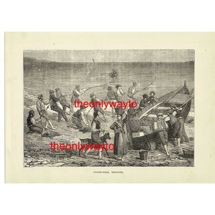 Fisher Folk, Mentone, France, Book Illustration (Print), c1880