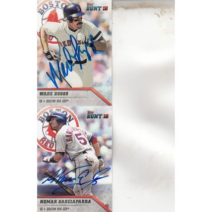 WADE BOGGS & NOMAR GARCIAPARRA AUTOGRAPH 2016 BOSTON RED SOX HOF WORLD CHAMPIONS