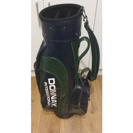 Vintage Retro Donnay Leather Carry Cart Golf Bag Blue Green