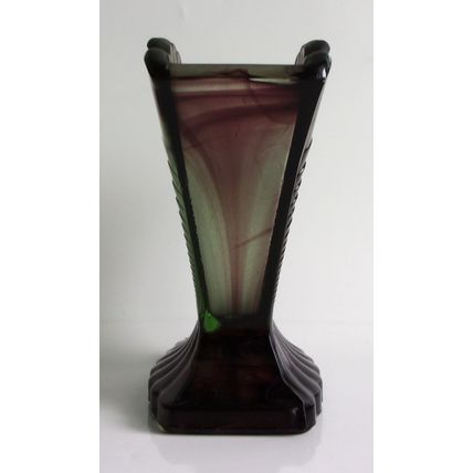 Davidson Art Deco Topaz Briar Cloud Glass Fan Vase.