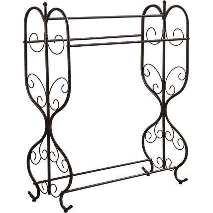 Kings Brand Furniture - Freestanding Pewter Metal Towel Rack Stand with 3 Bars f