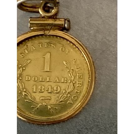 Vintage pendant -rare 1849 1 usd gold coin